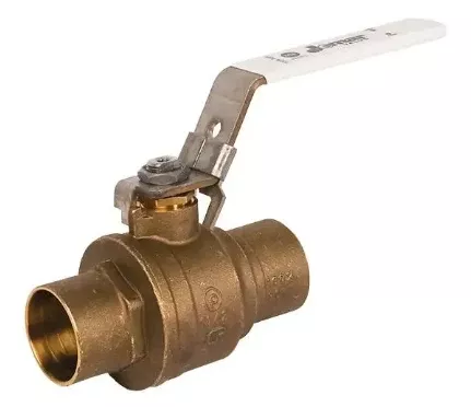 1-1/2" Jomar Valve S-100CSSG-LH, 2 Piece, Full Port, Soldered Ends, Dezincification Reistant Brass, Stainless Steel Ball & Stem, Latch Lock Handle, 600 WOG Ball Valve