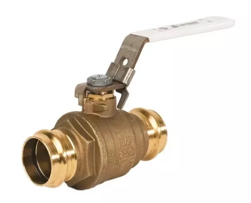 1" Jomar Valve JP-100SSG-LH, 2 Piece, Full Port, Press Connection, Dezincification Resistant Brass, Stainless Steel Ball & Stem, Latch Lock Handle, 250 WOG Ball Valve