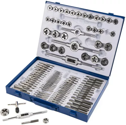 110 PC Sae and Metric Bearing Steel Tap and Die Rethreading Kit