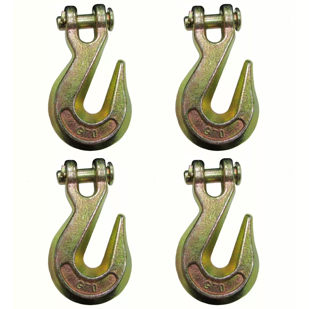 (4) G70 3/8" Clevis Grab Hooks Tow Chain Hook Flatbed Truck Trailer Tie Down