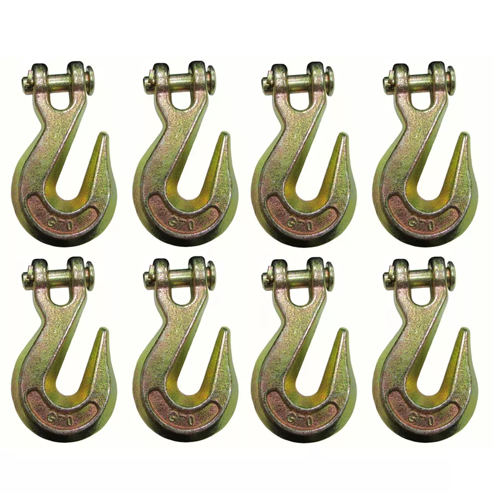 8 G70 3/8" Clevis Grab Hooks for Wrecker Tow Chain Flatbed Trailer Tie-Down