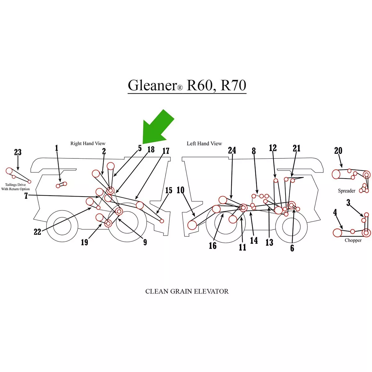 Clean Grain Elevator Belt for Gleaner N5, N6, N7, R5, R6+ | 71325847