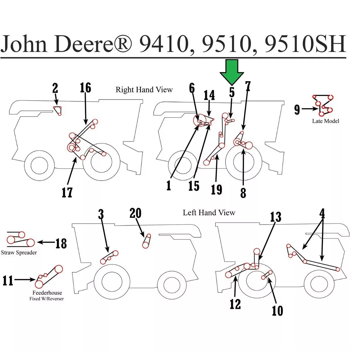 Clean Grain Elevator Belt for John Deere 9510 | H160171