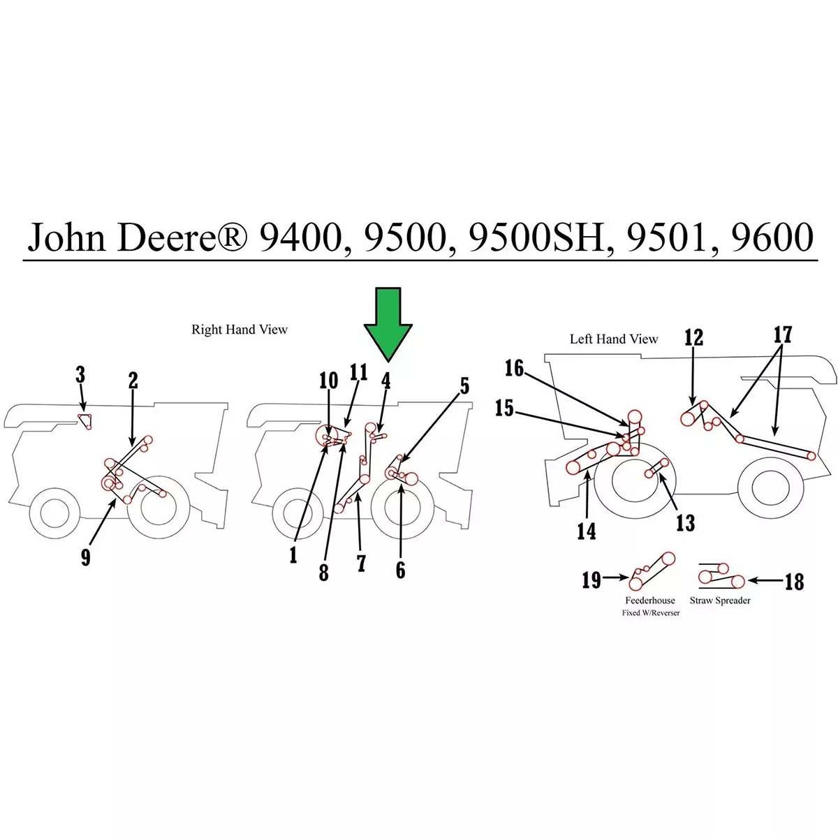 Clean Grain Elevator Belt for John Deere 9600 | H135458