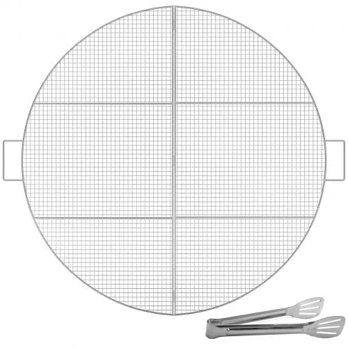 Fire Pit Cooking Grill Grate 36 Inch, Foldable Round Cooking Grate, Solid Stainless Steel Campfire BBQ Rack with Folding Handle & Lightweight for Outdoor Picnic Party & Gathering, Silver