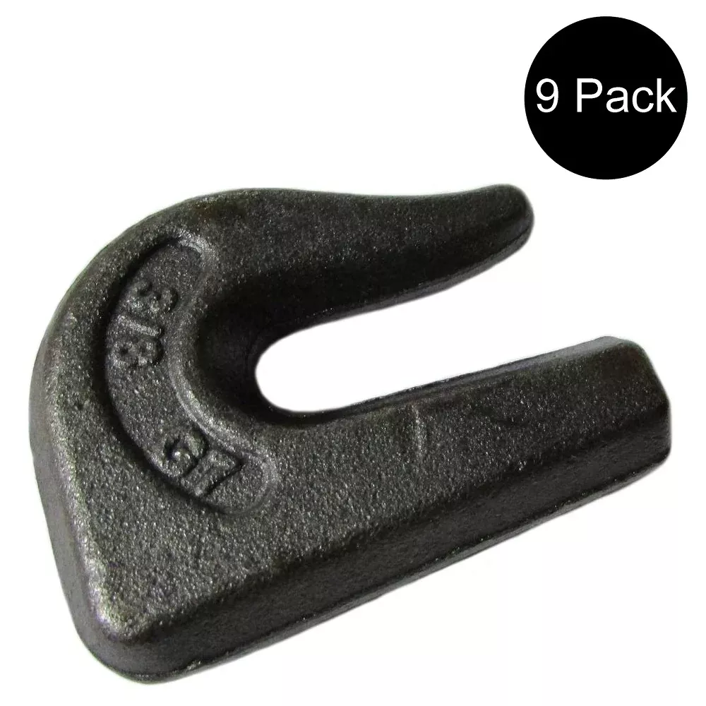 Set Of 9 3/8" Weld On Grab Chain Hook 6,600 Weight Load Rating 0900104