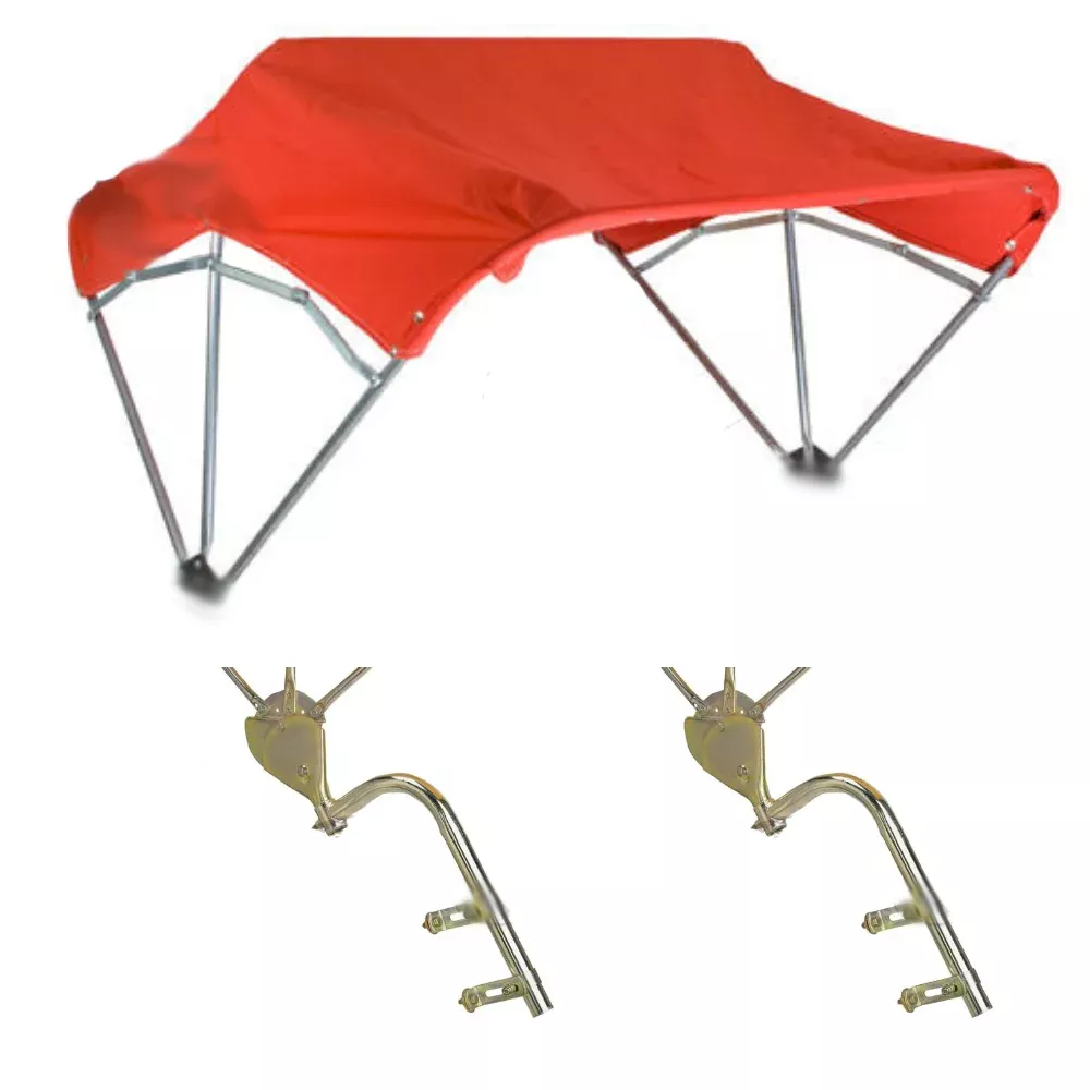 Universal Tractor Umbrella Buggy Top 3 Bow 48" Red Complete w/ Fender Mounts